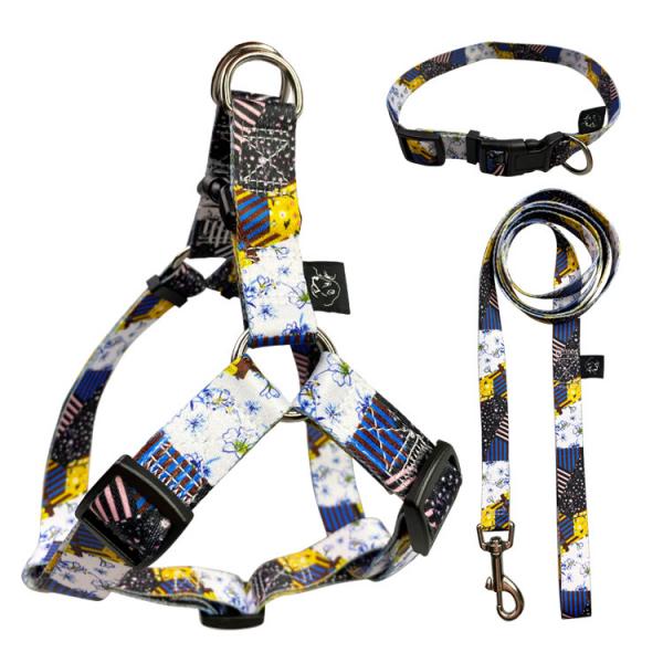 Quality 3 In 1 Dog Harness Set Nylon Dog Harness Leash For Walking Pets for sale