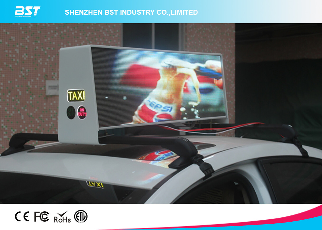China High Brightness Led Taxi Top Advertising Signs With Wireless Control , 192×64 Pixel factory
