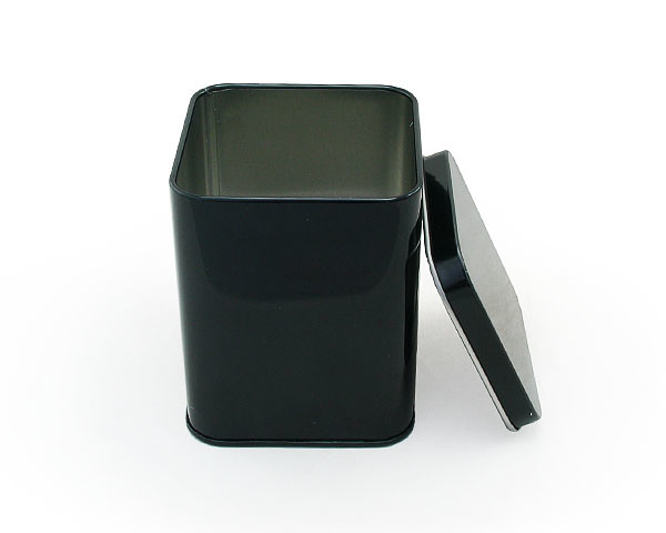 Quality 68x68x89mm Metal Black Square Tin Box Container For Loose Tea Storage , Metal Storage Tins for sale
