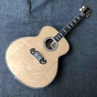 China Custom AAAA All Solid Spruce Wood 43 Inch Flamed Maple Neck Solid Back Side Maple Binding KK Sound Mini Acoustic Guitar factory