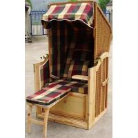 China Holiday Roofed Wicker Beach Chair , Wood Rattan Beach Basket factory