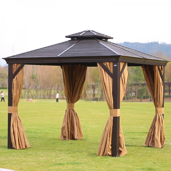 Quality Metal Roof Gazebo Aluminum Frame Galvanized Steel Double Roof for sale