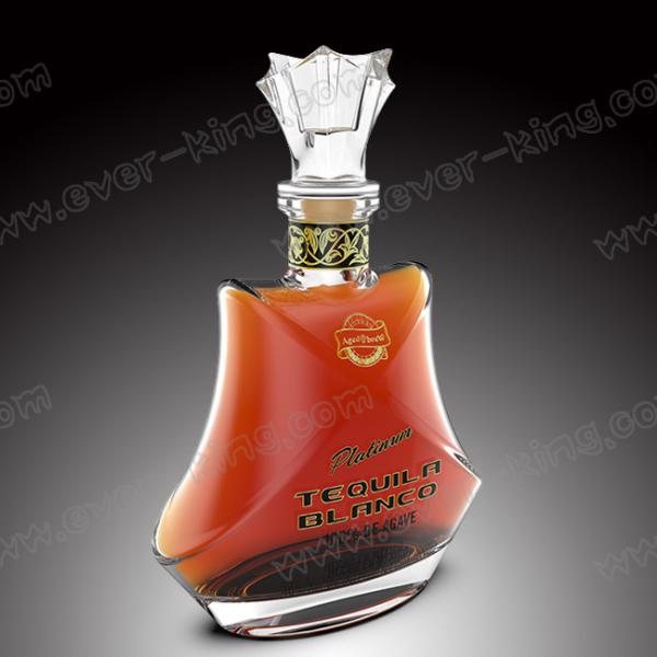Quality 750ML New Design Tequila Glass Bottle With Glass Lid for sale