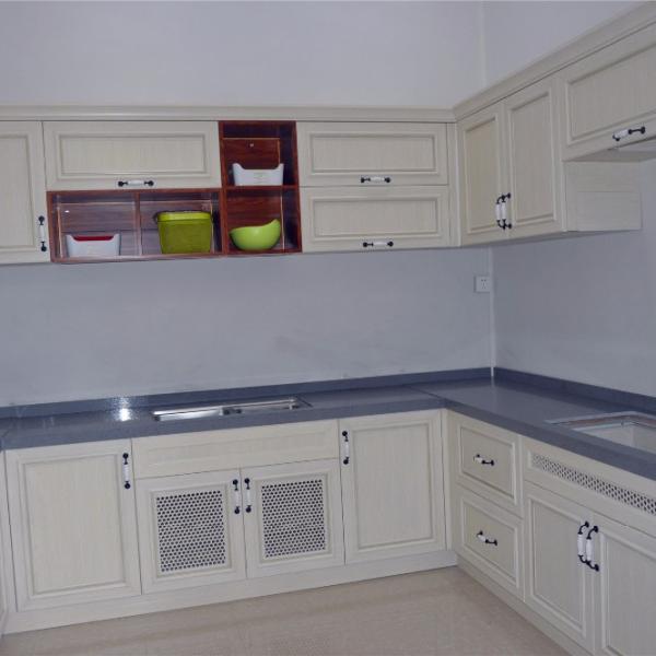 Quality Modern Aluminum Extrusion Profiles Kitchen Cabinets With Marble Table for sale