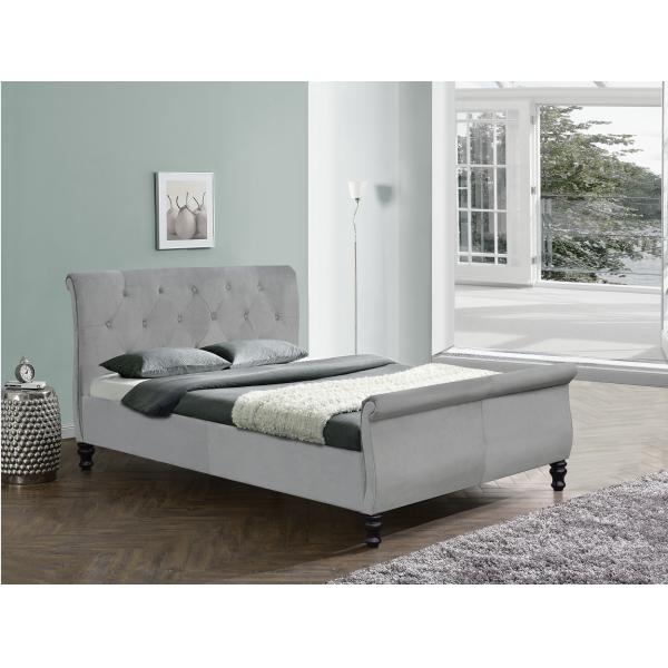 Quality Upholstered chesterfield bed frame king size Sleigh With Buttons for sale