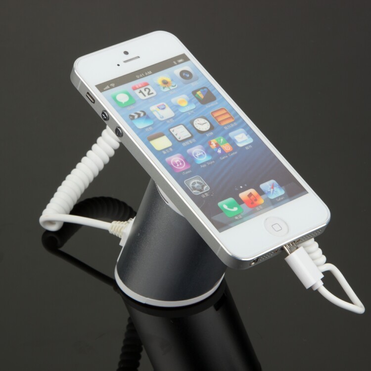 China COMER clip mobile phone charger display stands with alarm sensor and charging cord factory