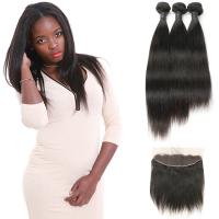 China Raw Curly Indian Natural Human Hair Extensions 3 Bundles With Frontal Closure for sale
