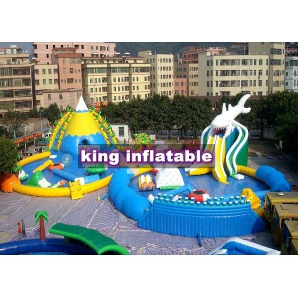 Quality 9*8m Colorful Shark Inflatable Water Slide With Pool Commercial Water Park For for sale