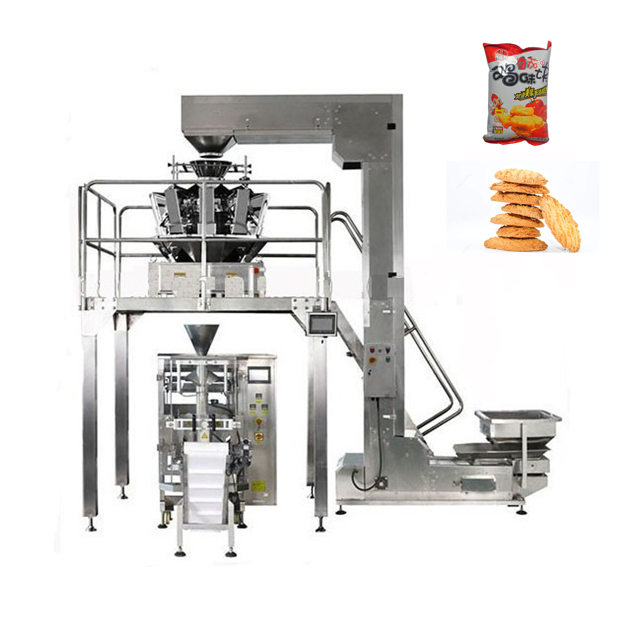 China Snack Food Biscuits Filling VFFS Packing Machine 60bags/Min factory