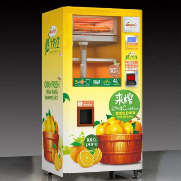 Quality 350ml Orange Fresh Juice Vending Machine Commercial Coin Bill Credit Card Payment for sale