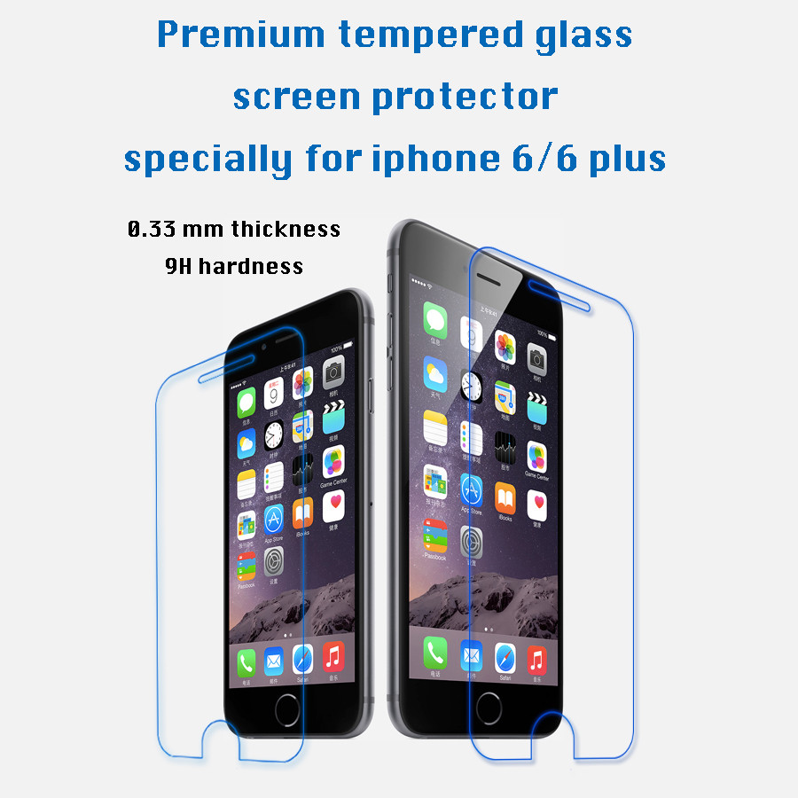 China iPhone 6/6 plus 0.33 mm premium tempered glass screen protector 9H high transparency for sale