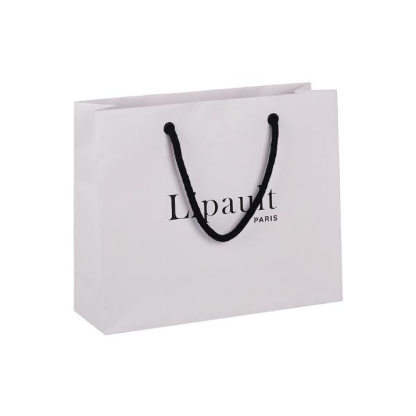 Quality 6 X 4 X 10 Inches White Kraft Paper Bags 230gsm With Eyelet Punching Handle for sale