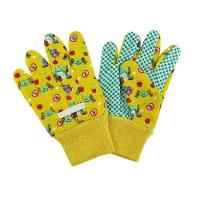 China Colorfull Children's Gardening Flower Pattern Gloves with Anti-slip PVC Dots Cotton Palm factory