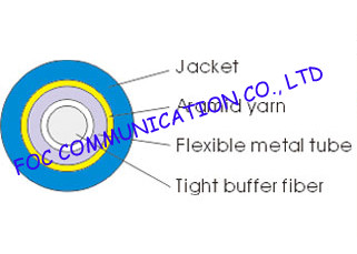 China Single Mode Simplex 2.0mm Optical Fiber Cable , Ftth / Lan outdoor Armored Fiber Optic Cable factory