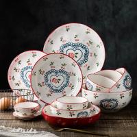 Quality Nordic Style Porcelain Tableware Set , Hand Painted Ceramic Plates And Bowls For for sale