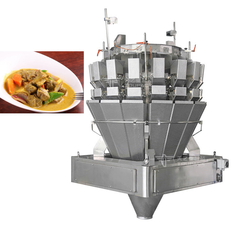 China MCU 16 Head Screw Feeding Multihead Weigher For Pre Made Food Beef Curry Fresh Meat factory