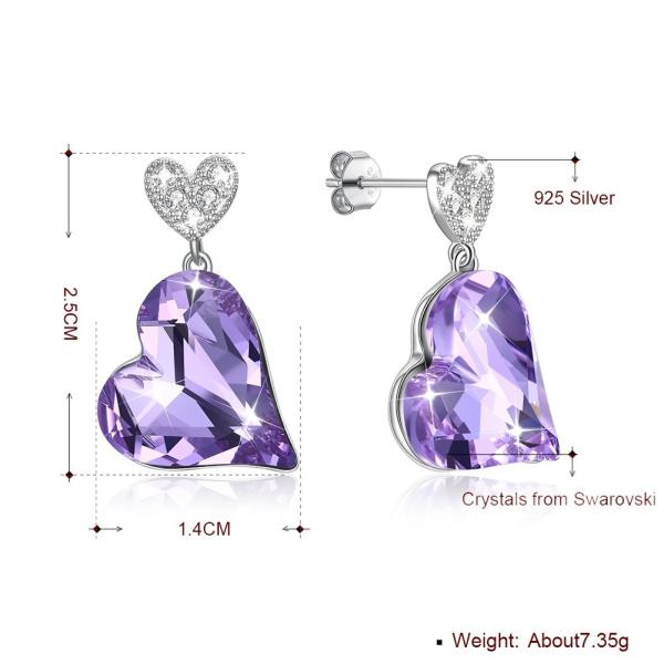 Quality 0.98x0.55in Sterling Silver Heart Earrings for sale