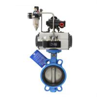 china Double Soft Seat Wafer Butterfly Valve 15kg With Pneumatic Actuator