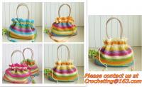 China handmade crochet bag handbag crochet beads straw bag sweet bag for women messenger bags factory