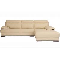 China Beige Leather Sectional Sleeper Sofa For Small House / Home Furniture Living Room factory