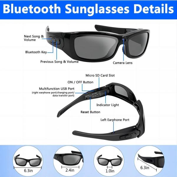 Quality Trail Running Marathon G4F 1080P Bluetooth Sunglasses Camera With Music, Phone for sale