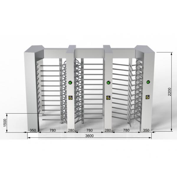 Quality RS232 Interface Full Height Turnstile Entrance Gates 70W 550mm Width for sale