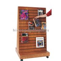 China 2 Way Function Slatwall Movable Magazine Display Stand Wooden Free Standing Display factory
