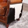 China Antique Cowhide Leather Tub Master Chair And Fur Leather Chair With Cushion factory