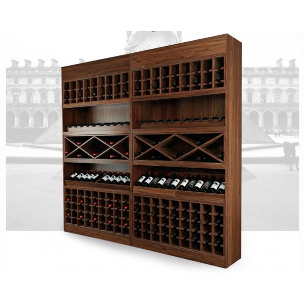 Quality Solid Wood Wine Storage Racks Showcase / Commercial Wine Racks Nostalgic Style for sale