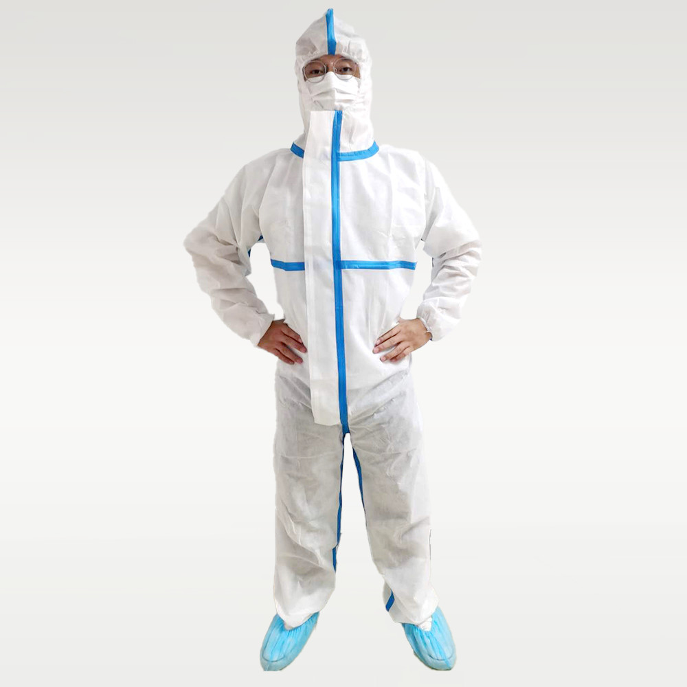 China CE EN 13982 13034 Type 5 6 Disposable Coveralls 35-70GSM SMS Disposable Coverall factory