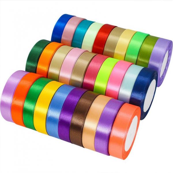 Quality 40mm MultiColored Plain Satin Ribbon Customized Length Two Sided Satin Ribbon 50m Length for sale