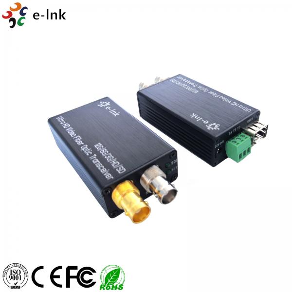 Quality Mini Converter Optical Fiber 12G-SDI with Reverse RS485 and loop out Single Mode Fiber LC Connector 20KM for sale