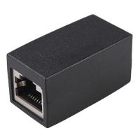 Quality Rj45 Network Splitter Adapter 180 Degree Through RJ45 Female Adapter 8P8C Network Cable Extension Black for sale