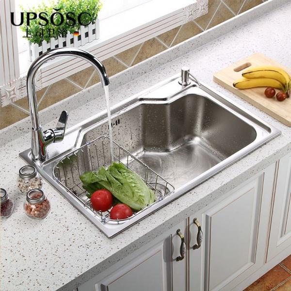 Quality Two Holes Electroplated SS Single Bowl Undermount Sink 800*500*230mm for sale