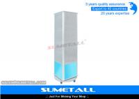 China 4 Sided Rotating Metal Display Rack Product Display Stands With Wire Shelving factory