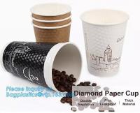 China Diamon paper cup, double insulation, film leakproof, thick material,Thick hot drink paper cup 12oz with handle and Doubl factory