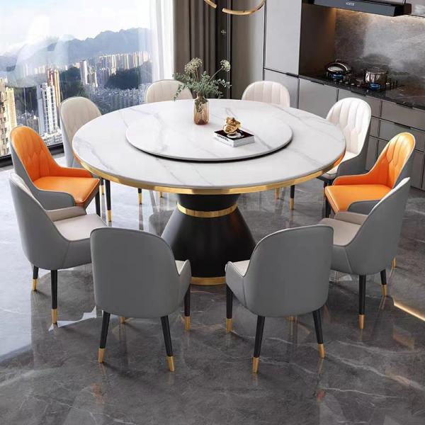Quality 1.3/1.5M Width Large Functional Round Dining Room Tables With Turntable for sale
