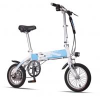 China Blue Foldable Electric Bike Adult City Electric Push Bike With Li - Ion Battery factory