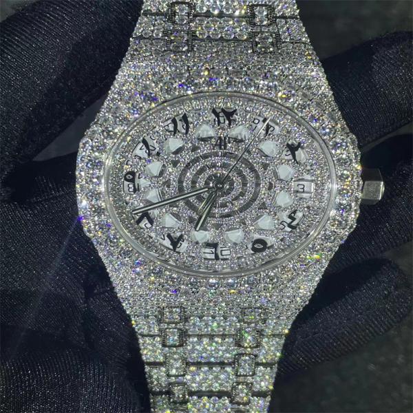 Quality Eco Friendly Moissanite Diamond Watch VVS Moissanite Bling Mens Diamond Watches for sale