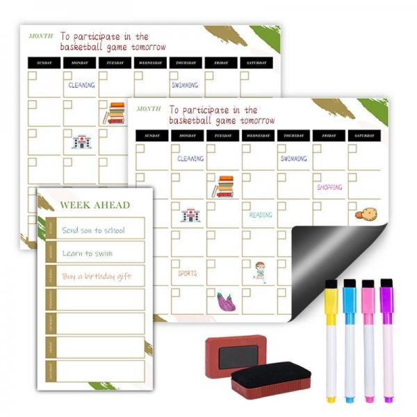 Quality Magnetic Dry Erase Reusable Daily Weekly Monthly Planner Set 17x11'' A3 A4 Custom for sale