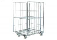China 4 Sided Rolling Wire Cage Trolley Portable Nesting Mobile Storage Cage factory
