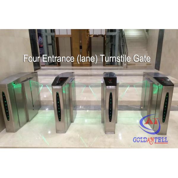 Quality Double Core Fingerprint Biometric Turnstile Gate , Fast Pass Flap Barrier Turnstile With Software for sale