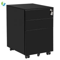 China OEM Black Three Drawer File Cabinet With Lock Cold Steel Mobile Office Filing Cabinet factory