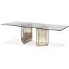 China Antique Mirrored Glass Square Dining Table ,Tempered Glass Top Dining Table factory