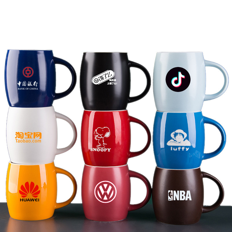 China red blue polychrome printed coffee mugs wholesale engrave personalized custom logo plain white coffee cheap ceramic mug factory