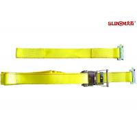 China WLL 3335 LBS Polyester Ratchet Straps , Yellow Car Trailer Straps CE Approved factory