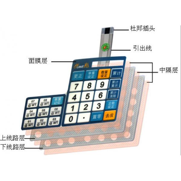 Quality Electric Industrial Single Membrane Switch Dull Polish , Membrane Key Switches for sale