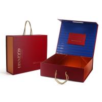 China Custom Premium Folding Wine Accessories Gift Box Glossy Logo Printed Rigid Paper Box With Handle factory