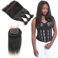 Quality 9A Pure Indian Human Hair Bundles , 100 Raw Virgin Indian Hair Lace Closure for sale