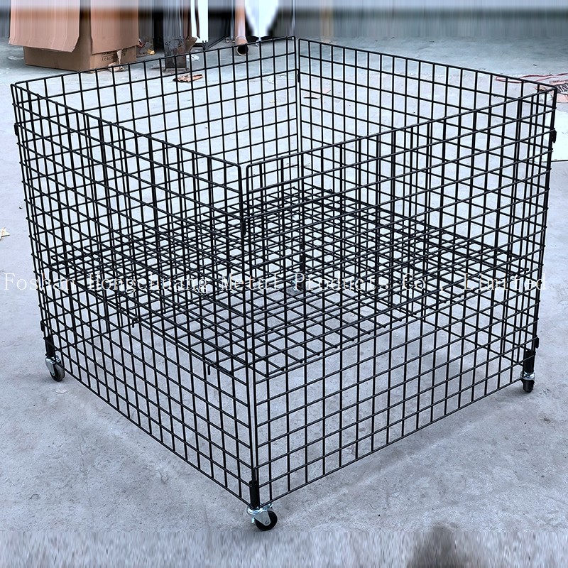 China Shopping mall portable metal cage trolley simple modern design with wheel cage trolley  pillow storage cage trolley for sale